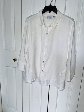 Habitat White Linen Button-Up Shirt